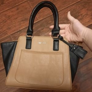 Nine West Tan and Black Color Blocked Purse